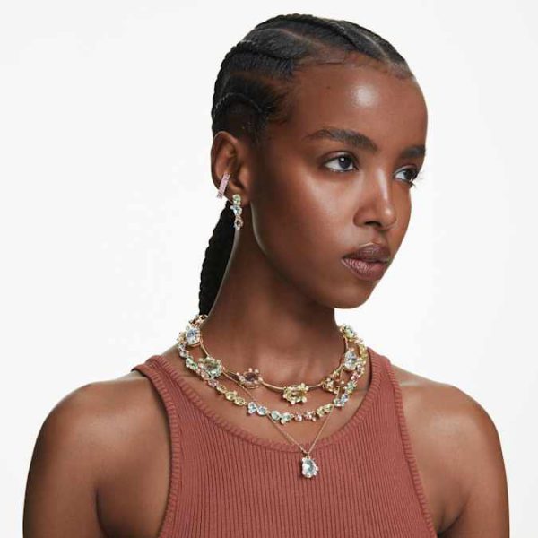 Gema necklace Mixed cuts, Multicolored, Gold-tone plated - Image 7