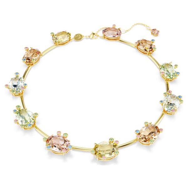 Gema necklace Mixed cuts, Multicolored, Gold-tone plated - Image 8