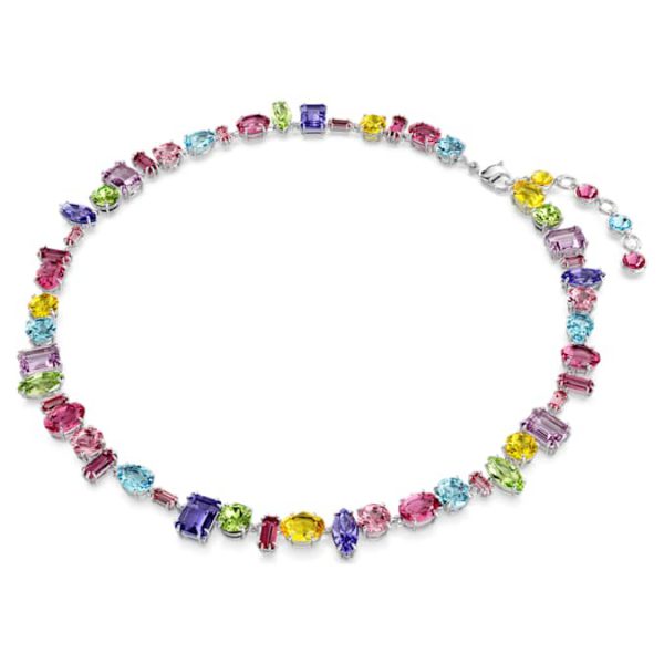 Gema necklace Mixed cuts, Multicolored, Rhodium plated - Image 3