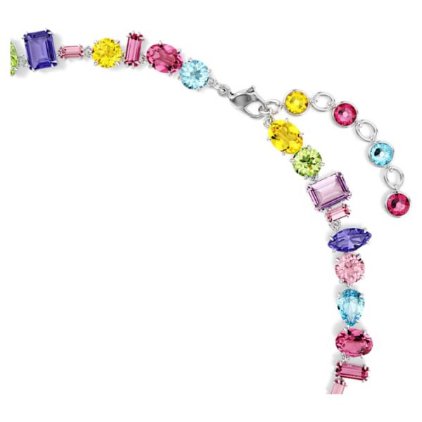 Gema necklace Mixed cuts, Multicolored, Rhodium plated - Image 4