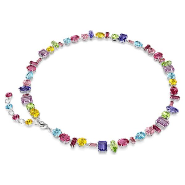 Gema necklace Mixed cuts, Multicolored, Rhodium plated - Image 5