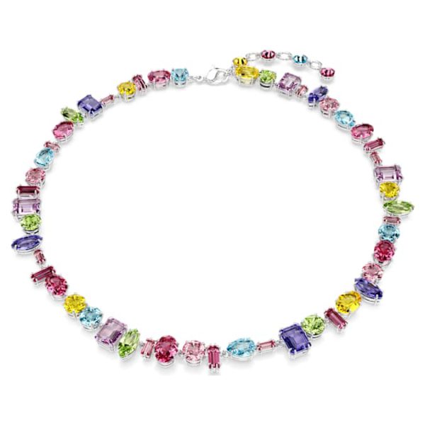 Gema necklace Mixed cuts, Multicolored, Rhodium plated - Image 8