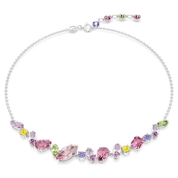 Gema necklace Mixed cuts, Multicolored, Rhodium plated - Image 2
