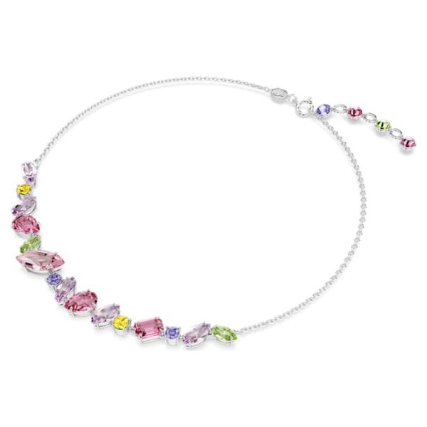 Gema necklace Mixed cuts, Multicolored, Rhodium plated - Image 3