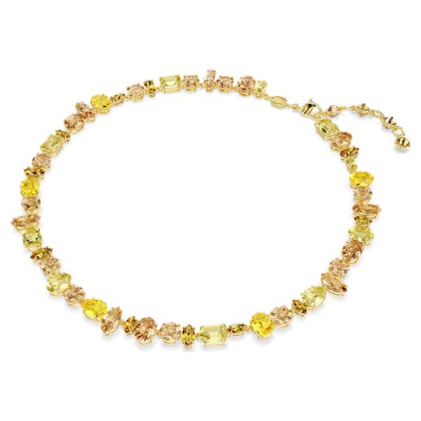 Gema necklace Mixed cuts, Yellow, Gold-tone plated - Image 3