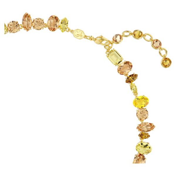 Gema necklace Mixed cuts, Yellow, Gold-tone plated - Image 4