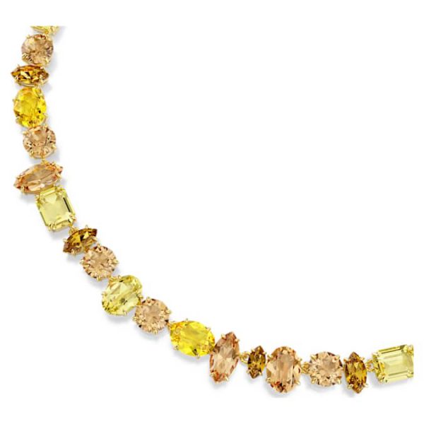 Gema necklace Mixed cuts, Yellow, Gold-tone plated - Image 5