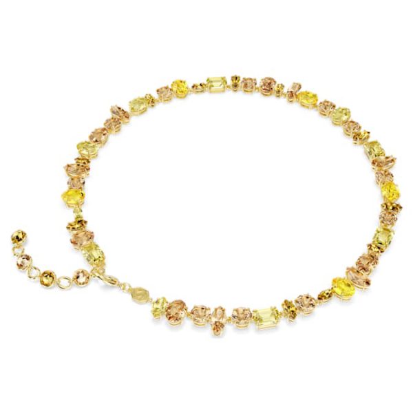 Gema necklace Mixed cuts, Yellow, Gold-tone plated - Image 6