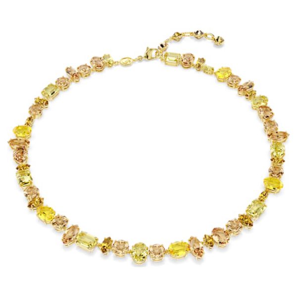 Gema necklace Mixed cuts, Yellow, Gold-tone plated - Image 8