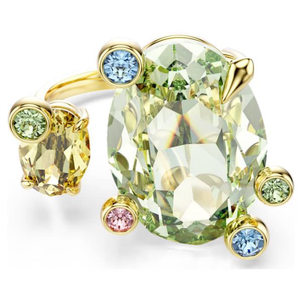 Gema open ring Mixed cuts, Multicolored, Gold-tone plated - Image 2