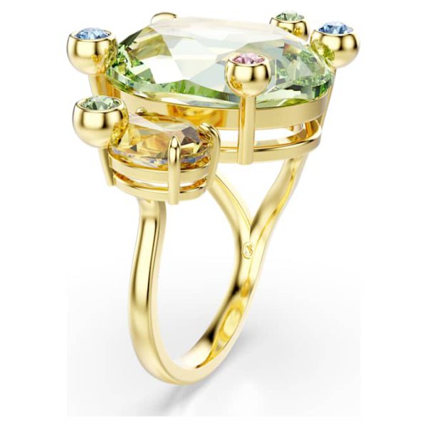 Gema open ring Mixed cuts, Multicolored, Gold-tone plated - Image 3
