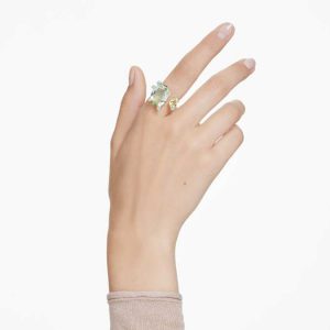 Gema open ring Mixed cuts, Multicolored, Gold-tone plated