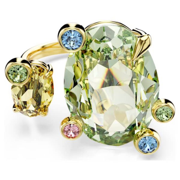 Gema open ring Mixed cuts, Multicolored, Gold-tone plated - Image 7