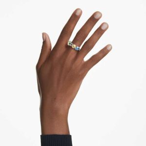 Gema ring Mixed cuts, Multicolored, Rhodium plated