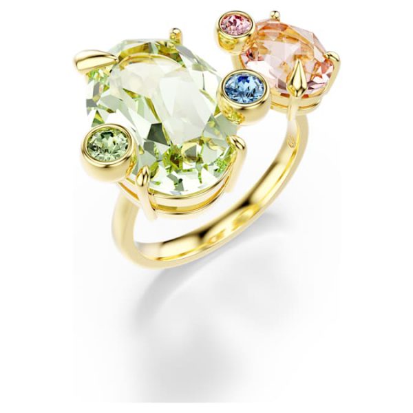 Gema ring Set (3), Mixed cuts, Multicolored, Gold-tone plated - Image 4