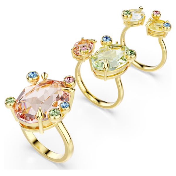 Gema ring Set (3), Mixed cuts, Multicolored, Gold-tone plated - Image 2