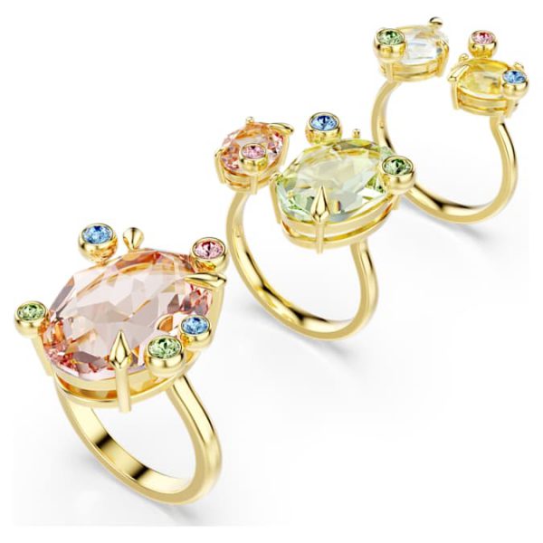 Gema ring Set (3), Mixed cuts, Multicolored, Gold-tone plated - Image 9