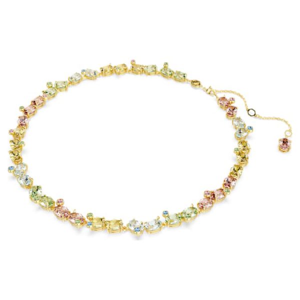 Gema Tennis necklace Mixed cuts, Multicolored, Gold-tone plated - Image 3