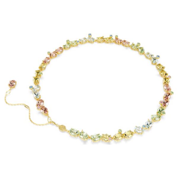 Gema Tennis necklace Mixed cuts, Multicolored, Gold-tone plated - Image 6