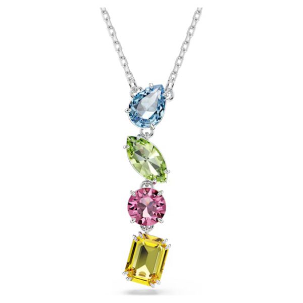 Gema Y pendant Mixed cuts, Multicolored, Rhodium plated - Image 2