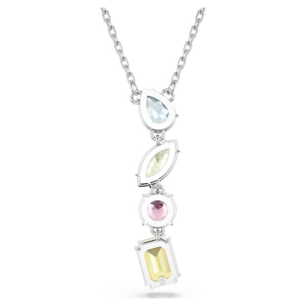 Gema Y pendant Mixed cuts, Multicolored, Rhodium plated - Image 5