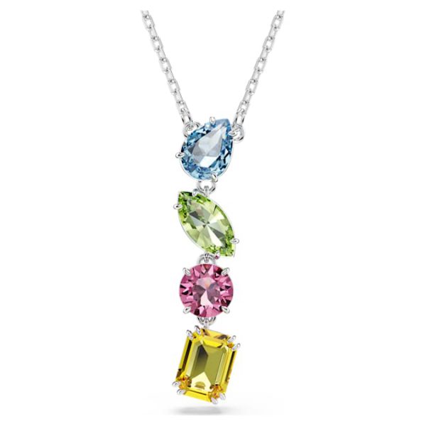 Gema Y pendant Mixed cuts, Multicolored, Rhodium plated - Image 6