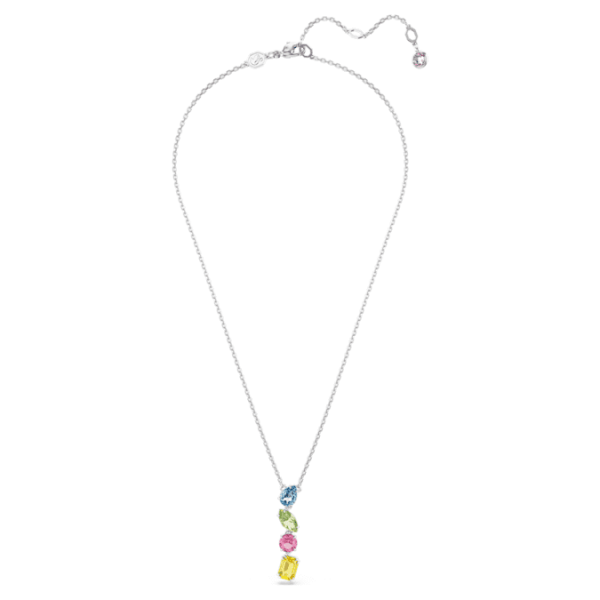 Gema Y pendant Mixed cuts, Multicolored, Rhodium plated - Image 3