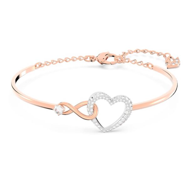 Hyperbola bangle Infinity and heart, White, Mixed metal finish - Image 2