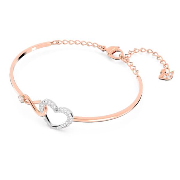 Hyperbola bangle Infinity and heart, White, Mixed metal finish - Image 3