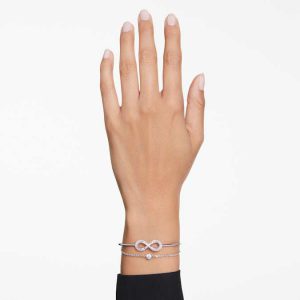 Hyperbola bangle Infinity, White, Rhodium plated