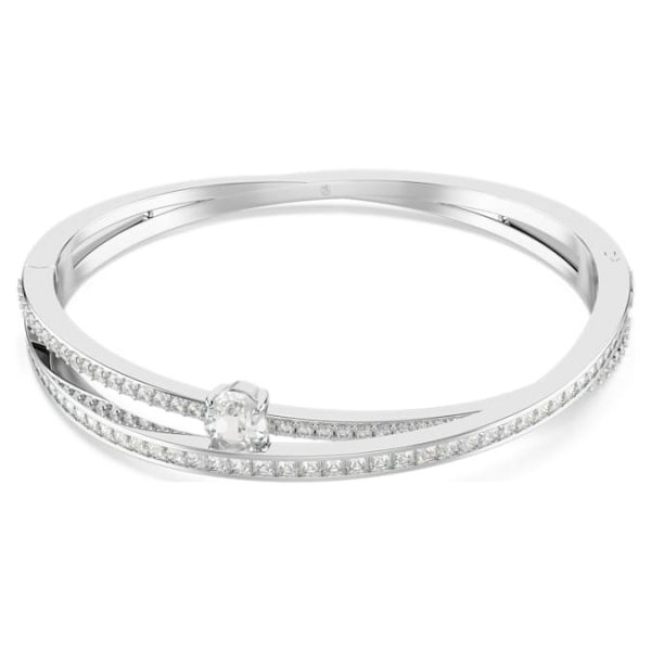 Hyperbola bangle Mixed cuts, White, Rhodium plated - Image 2