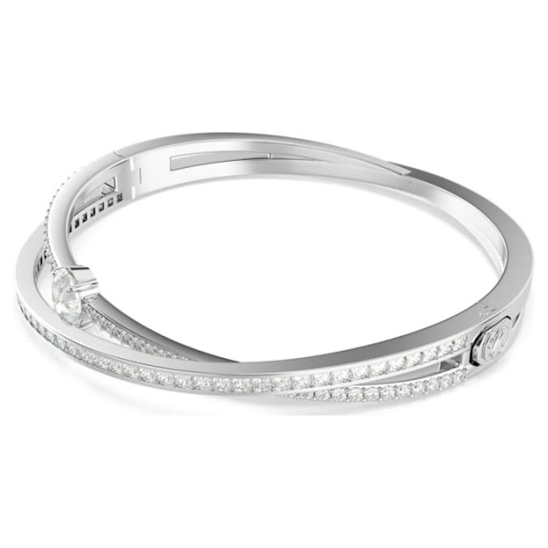 Hyperbola bangle Mixed cuts, White, Rhodium plated - Image 3