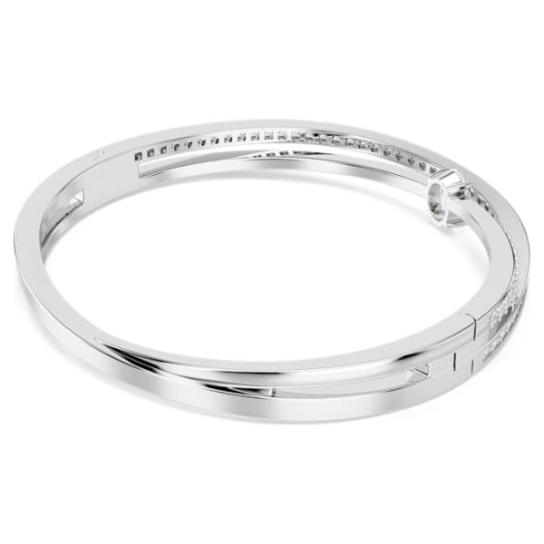 Hyperbola bangle Mixed cuts, White, Rhodium plated - Image 5