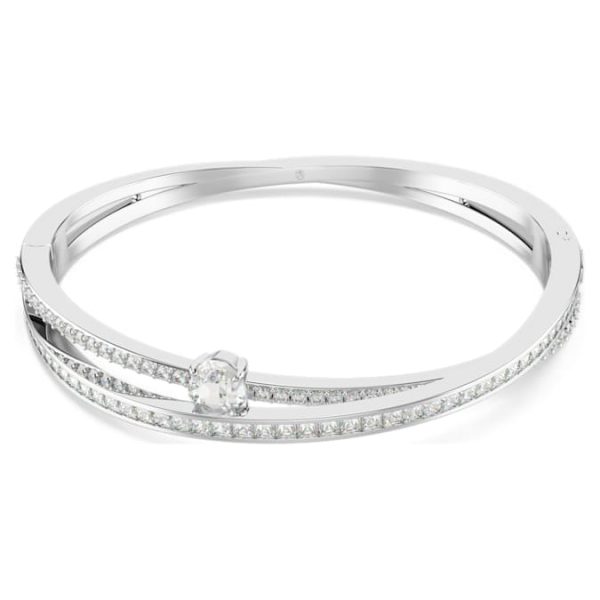 Hyperbola bangle Mixed cuts, White, Rhodium plated - Image 6