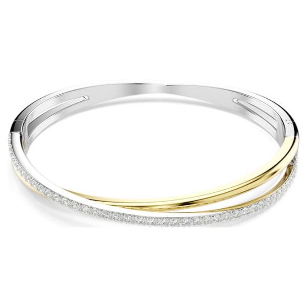 Hyperbola bangle Round cut, White, Mixed metal finish - Image 2