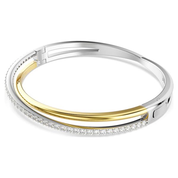 Hyperbola bangle Round cut, White, Mixed metal finish - Image 3