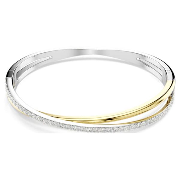Hyperbola bangle Round cut, White, Mixed metal finish - Image 7