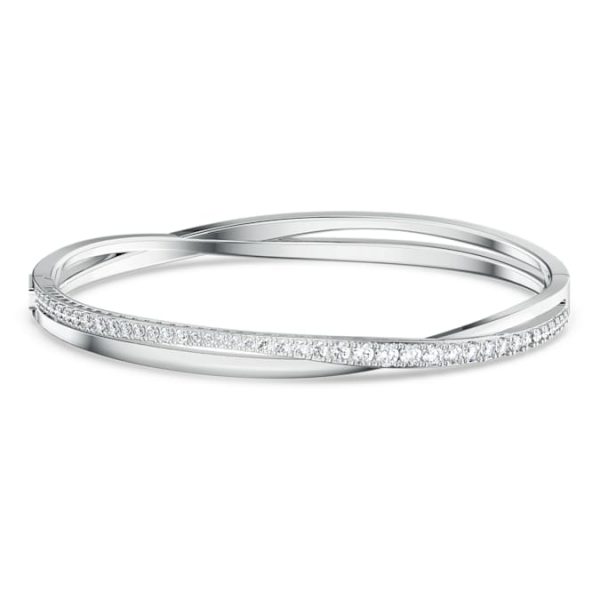 Hyperbola bangle Round cut, White, Rhodium plated - Image 2