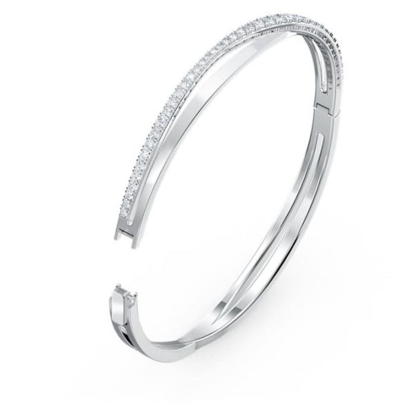 Hyperbola bangle Round cut, White, Rhodium plated - Image 3