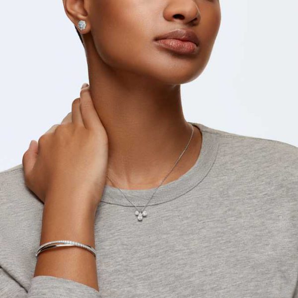 Hyperbola bangle Round cut, White, Rhodium plated - Image 4