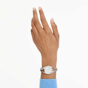 Hyperbola bangle watch Swiss Made, Metal bracelet, Blue, Stainless steel