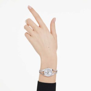 Hyperbola bangle watch Swiss Made, Metal bracelet, Silver tone, Stainless steel