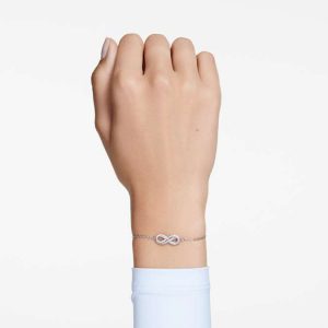 Hyperbola bracelet Infinity, White, Rhodium plated