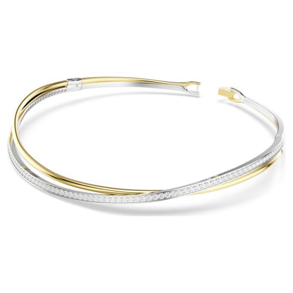 Hyperbola choker Round cut, White, Mixed metal finish - Image 3