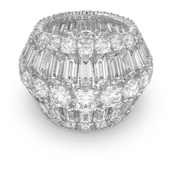 Hyperbola cocktail ring Mixed cuts, White, Rhodium plated - Image 2