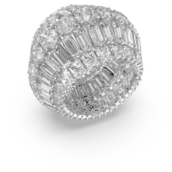 Hyperbola cocktail ring Mixed cuts, White, Rhodium plated - Image 3