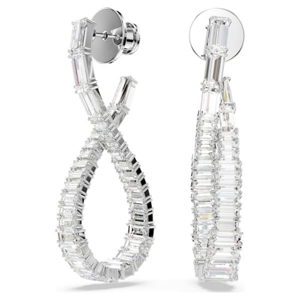 Hyperbola drop earrings Infinity, White, Rhodium plated - Image 2