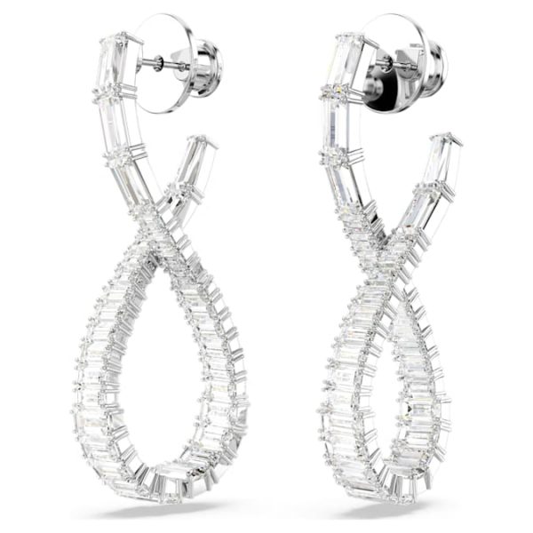 Hyperbola drop earrings Infinity, White, Rhodium plated - Image 4