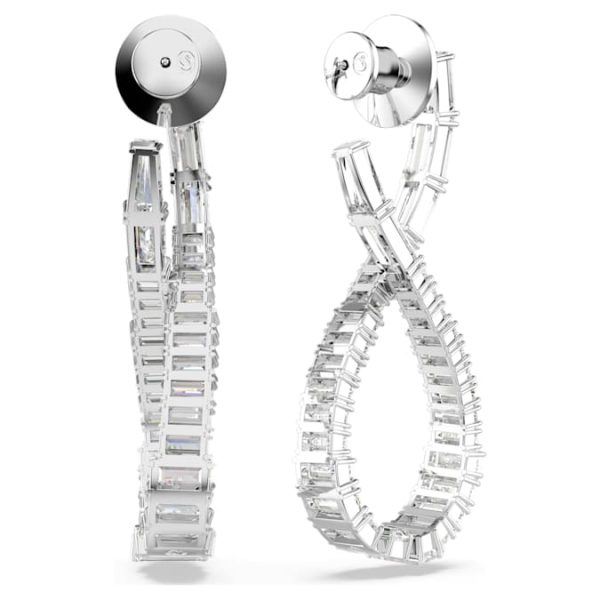 Hyperbola drop earrings Infinity, White, Rhodium plated - Image 5