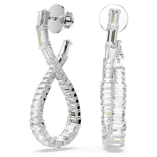 Hyperbola drop earrings Infinity, White, Rhodium plated - Image 8